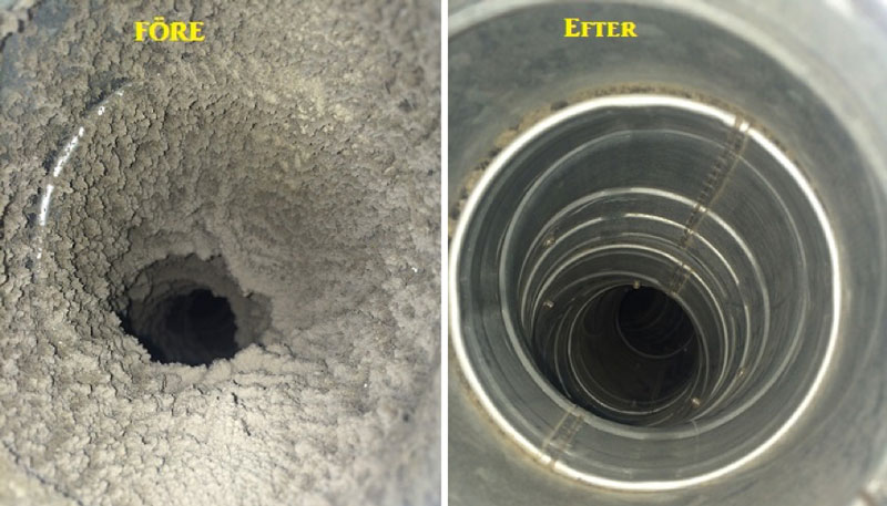 Ventilationsrengöring före och efter
